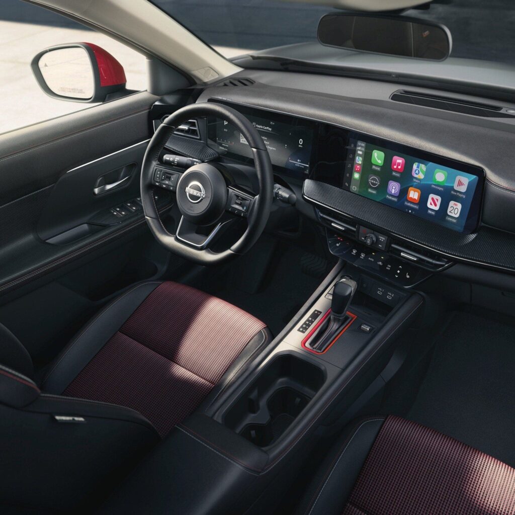 Dashboard of the 2027 Nissan Kicks with dual 12.3-inch displays interior, dashboard and front seats